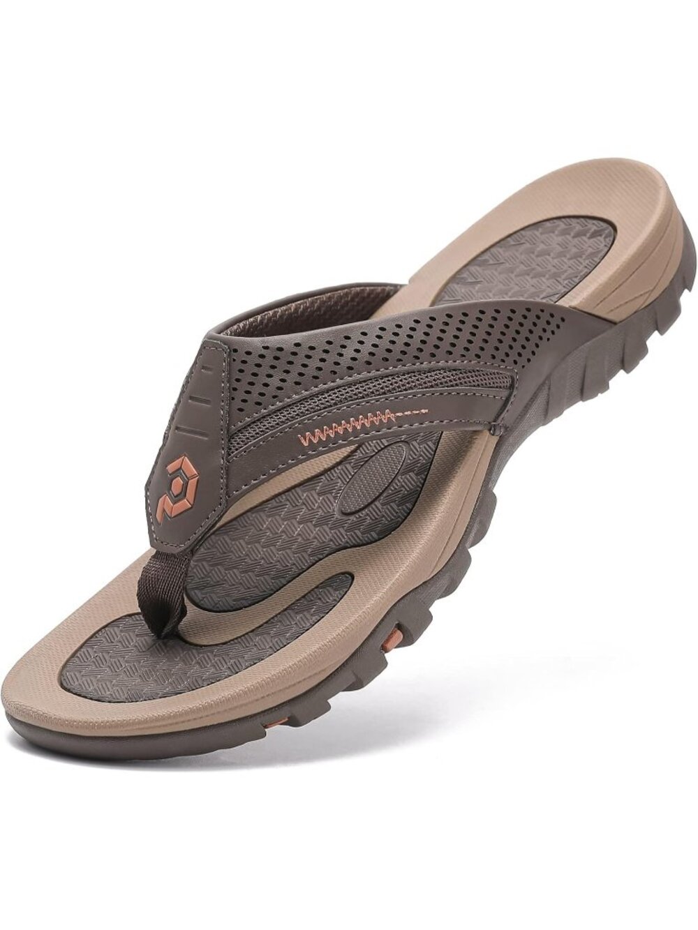 Men's Coffee Flip-flops Thongs Sandals Durable Comfort Slippers For Casual